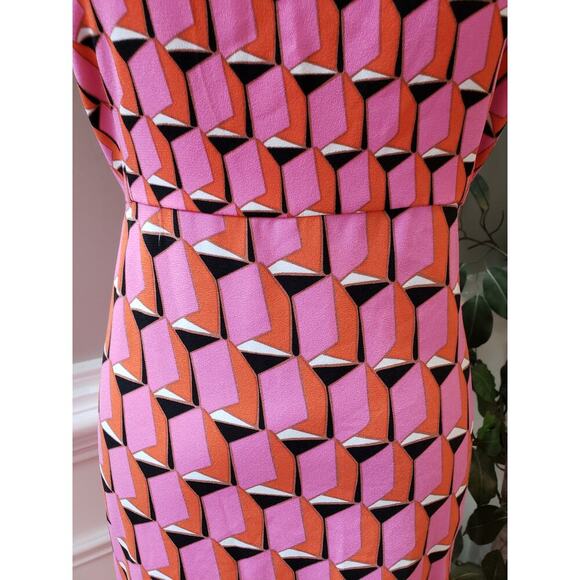 Diane Von Furstenberg Knee Length Dress Women's XL Pink Sleeveless Square Neck - Picture 8 of 12